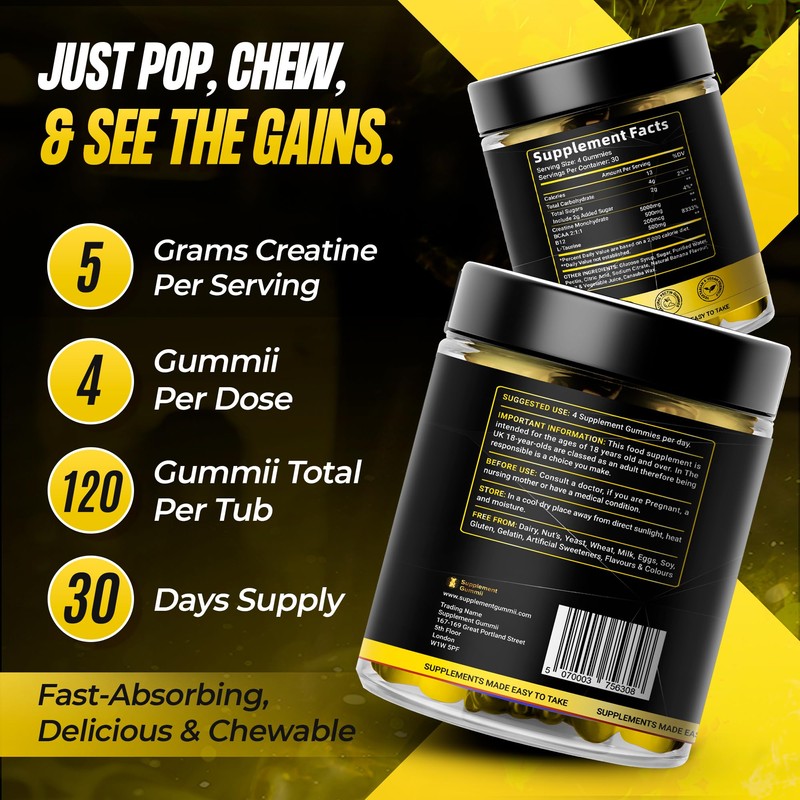 Creatine Monohydrate Gummies 5000mg 120 Vegan Gummies 30 Servings