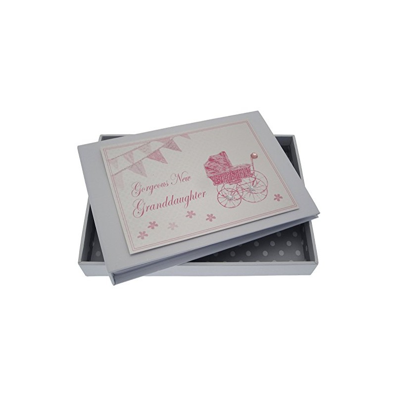 White Cotton Cards New Granddaughter Tiny Album (Pink Pram and