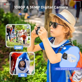 Digital Camera, FamBrow Autofocus Vlogging Camera FHD 1080P 48MP with 16X Digital Zoom, Compact Camera Portable Mini Camera for Teens,Kids,Adult,Beginners-Space Black