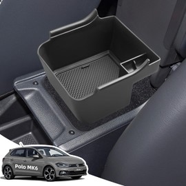 LANGBEAN Armrest Storage Box for VW Polo MK6 2024 2023 2022 2021 2020 2019 2018, Centre Console Organiser with Non-Slip Mats for VW Taigo/Nivus, Armrest Organiser Accessories