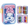 Minnie Mouse Pink Pencil Case with 3 Compartments 12.5 x
