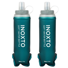 INOXTO Soft Flask,Collapsible Soft Water Bottles for Hydration Vests and Running Packs, Soft Flask Running Bottles for Hiking Cycling(250/500 ml) (2 PCS 500ML)