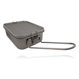 Valtcan Titanium Camping Lunch Bento Box 1200ml with Airtight Lid Seal and Cover Foldable Handle for Heating on Fire Camp Backpacking Container 40 oz Ultralight Weighs 254g
