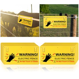 Memorywuu 10 Pieces Plastic Electric Fence Warning Signs Hang on Caution Danger Electrical Fence Signs Bulk 9.6"x5" Do Not Touch or Climb for Protect Farm Home Safety