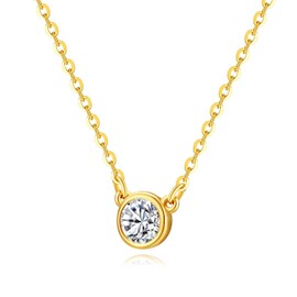 Caratant Sterling Silver Diamond Solitaire Station Necklace Series,No fading, No allergies,Lab grown Diamond, DEF VS~VVS,Lobster buckle (Solitaire Necklace (Yellow))