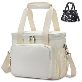 HSHRISH Large Lunch Bags for Women Insulated Lunch Bags Women,Thermal Lunch Bags for Women Reusable Waterproof Leakproof Lunch Bag for Adults Women Work Picnic Beach Outdoor Camping 10L White