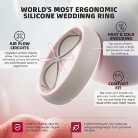 Egnaro 4/5/8 Variety Multipack Ergonomic Breathable Promise Ring, 6mm Wide - 2mm Thick Silicone Wedding Bands Women, Rubber Rings Women with Half Size