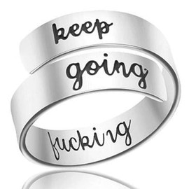 Jude Jewelers Stainless Steel Inspirational Mantra Graduation Encouragement Wedding Statement Ring (Keep Fucking Going, 8)