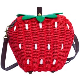 Women's Strawberry Fruit Weave Shoulder Bag Messenger Bag Beach Bag Purse