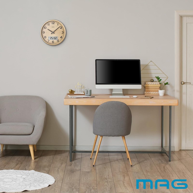 Mag W-776 N-Z Wall Clock, Radio Clock, Analog, Thermometer, Hygrometer,