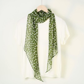 BLURBE French Long Scarf for Women - Lightweight Chiffon Neck Scarf Elegant Printed Sunscreen Shawl Fashion Versatile Wrap for Spring Summer