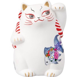 SAN4578-1 Cute Miscellaneous Goods Kabuki Cat Maneki Neko Money Box, Approx. 3.5 x 4.7 inches (9 x 12 cm), Japanese Miscellaneous Goods, Japan, Gift, Conchel, Cat Goods, White, Made in Japan