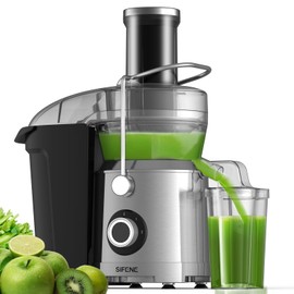 SIFENE Centrifugal Juicer Machine, 3.2-Inch Wide Chute Juice Extractor for Celery, Carrots and Leafy Greens, Stainless Steel, 3-Speed, Easy to Clean, Dishwasher Safe, BPA-Free, 1000W, Family Size