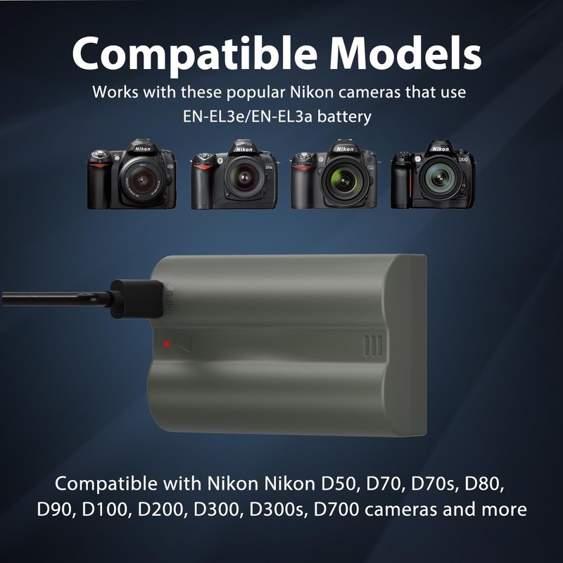 LP EN-EL3e, EL3a, EL3 Battery, 2600 mAh Battery Compatible with