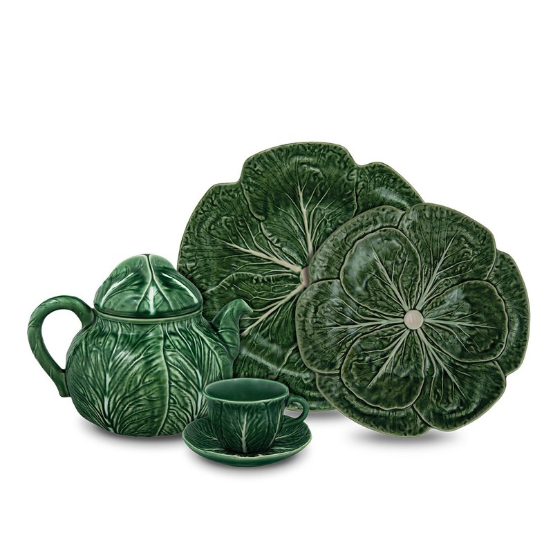 Bordallo Pinheiro Cabbage Green Dinner Plate, Set of 4