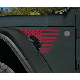 Skull Daddy Graphics Standard Fender Vent Flags Decals Compatible with Jeep Wrangler Gladiator Rubicon Mojave 392 JL JT 2018-2024 (Rubi Red)