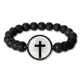 Anpzband Daily Bible Verse Bracelets with Natural Stones - Stretch Scripture Beads Bracelet with NFC Cross Chip Scan on Phone, Inspirational Present for Women Men