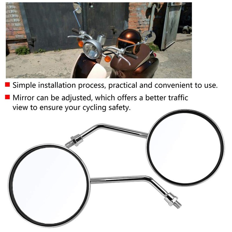 8mm Scooter Mirrors, 1 Pair 8mm Right and Left Motorcycle