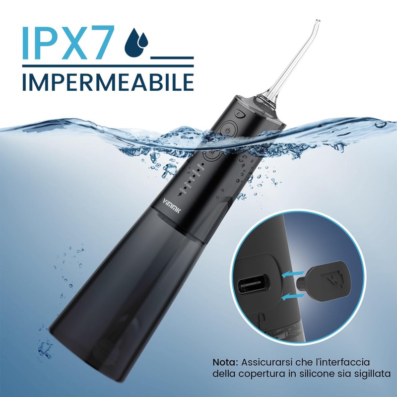 Vimmk Irrigatore Orale Senza Fili, Idropulsore Dentale ad Acqua con