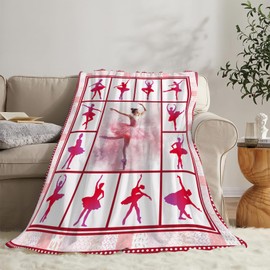 Dance Blanket Soft Warm Ballet Throw Blanket Dancer Gifts for Girls Women Cozy Plush Dance Team Stuff Lightweight Fleece Flannel Gifts Blankets for Kids Adults 50"X40"