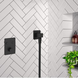 Aquaiaw Wall Supply Elbow with Flange, Tapered 1/2 NPT Female Inlet, Solid Brass Wall Union, Square Water Supply Elbow, Electroplate Matte Black, G1/2 Outlet