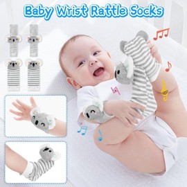 Baby Toys 0-6 Months - Foot Finders & Wrist Rattles for Infants Toys Newborn Sensory Toys Hand and Feet Rattles Socks for Babies Gifts, Baby Boy Girl Toys 0 3 6 9 Months