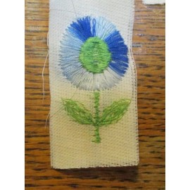 Unbranded 3 Vintage 1960's Iron on Embroided blue  floral appliques  for vintage jeans