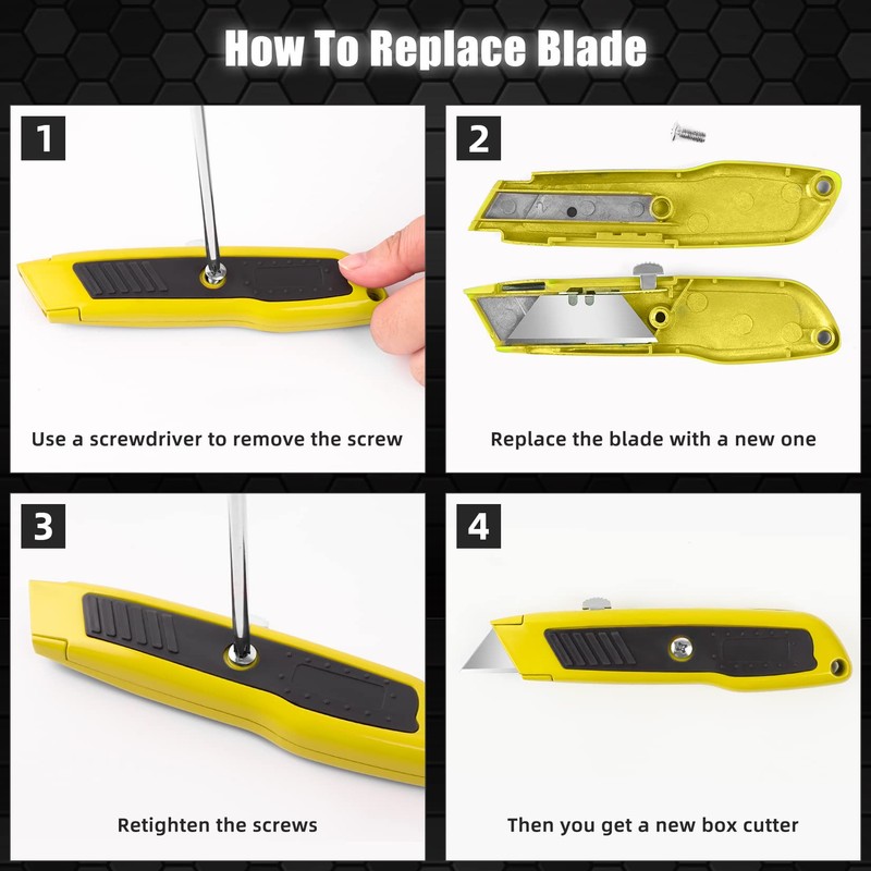 DIYSELF 2 Pack Box Cutters, Razor Knife Utility Cardboard Cutter,