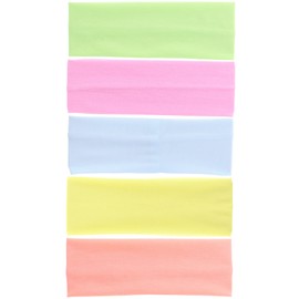 Set of 5 Elasticated Lycra Fabric 7cm Kylie Headbands - Assorted Colours