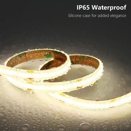 BENLUN 24V COB LED Strip Light Outdoor Waterproof 65.6ft (2 Rolls of 32.8ft), 4000K Natural White 11W/M 312LEDs/M CRI 93 LED Tape Light with Power Supply for Bedroom Courtyard Living Room Ceiling