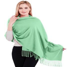 CJ Apparel - Bufanda gruesa de mezcla de algodón con diseño de color sólido, ideal para la cabeza, Cian, Talla única