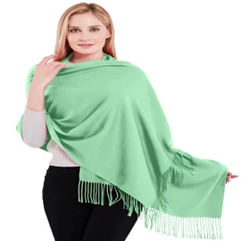 CJ Apparel - Bufanda gruesa de mezcla de algodón con diseño de color sólido, ideal para la cabeza, Cian, Talla única