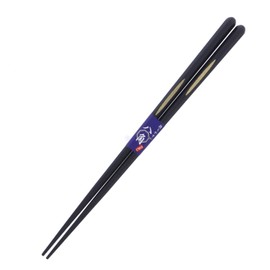 Ishida Chopsticks Octagonal Pure Gold Water Surface Wooden (Natural Wood) Lacquer Tip 9.1 inches (23 cm) Black