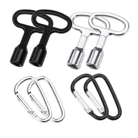 DGHOME 4Pcs Metal Triangle Key with 4Pcs Keychain, Meter Box Key, Gas Meter Box Key, Triangular Spanner Key for Gas Water Electric Meter Box Cabinet Elevator Door