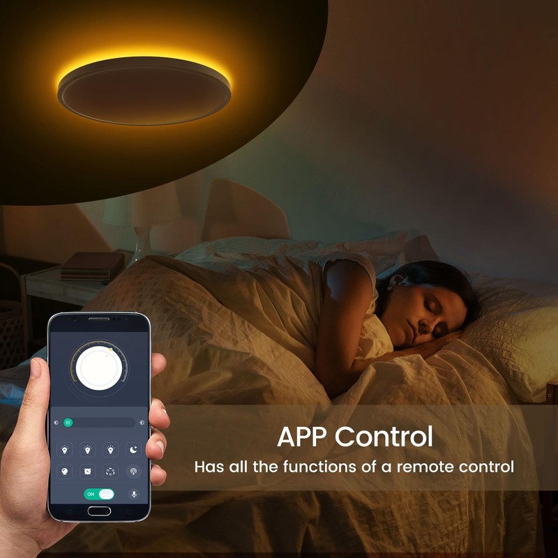 Aphyni Flush Mount Ceiling Light Fixture with Remote Control,15.8in 36W