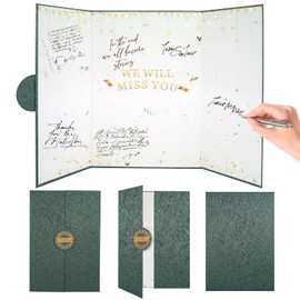 BUUQII Farewell Guest Book Cards, Going Away Party Decorations, Farewell Gifts for Coworkers Colleagues Friends Teachers, Green We Will Miss You Signature Board, Farewell Keepsake for Women Men