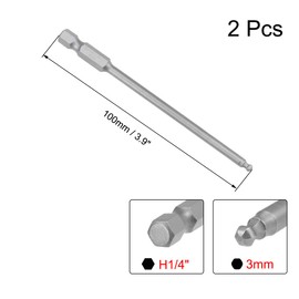 uxcell 2 Pcs H3 (3mm) Ball End Screwdriver Bits, S2 Steel Magnetic 3.9 Inch Long Drill Bit with 1/4 Inch Hex Shank