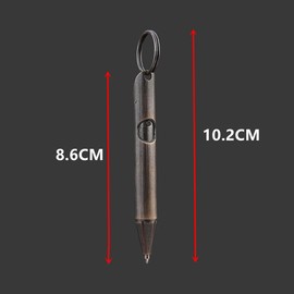 SZHOWORLD Mini Brass Ballpoint pen, Portable Keychain Pocket Pen, Replaceable EDC Black Ink Pens, Compact Travel Business Signature Office Gift Writing Pen (Retro Black)