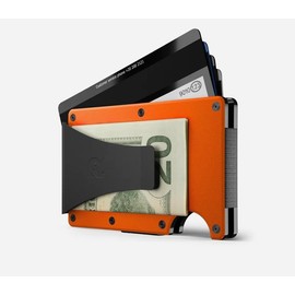 The Ridge Wallet for Men - Slim Minimalist Compact Wallet and Card Holder, RFID Protected Front Pocket Wallets for Men with Integrated Money Clip (Basecamp Orange)