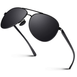 CGID Sunglasses Polarized for Men and Women Pilot Sun Glasses Polaroid Shades Flyer UV400 Protection Dark Glasses 100% UV 400 Goggles for Driving Classic Metal Frame M180