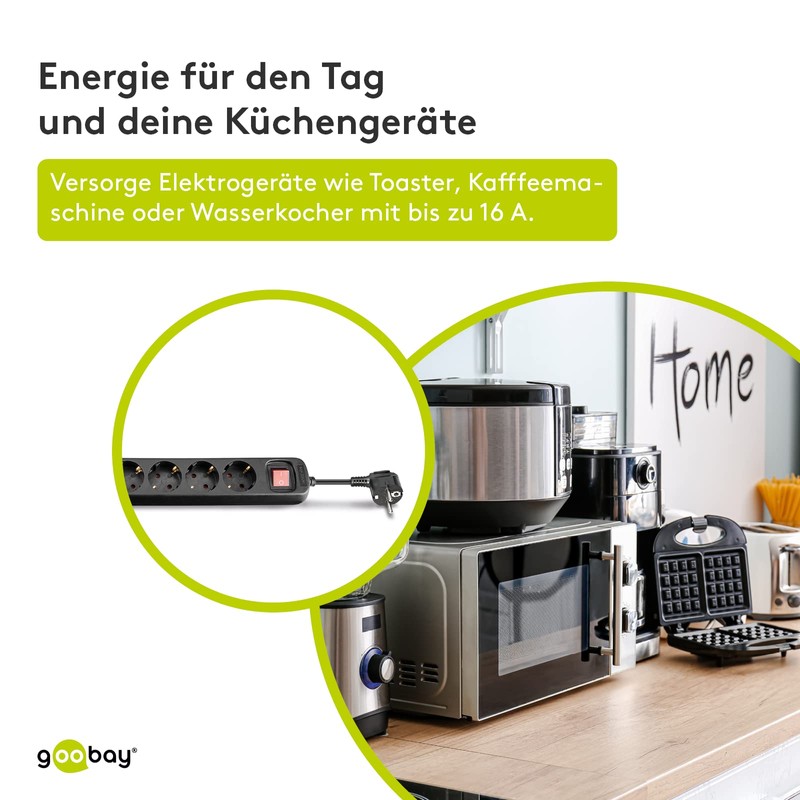 Goobay 51290 AC Power Strip with Switch, 1.5 m Cable