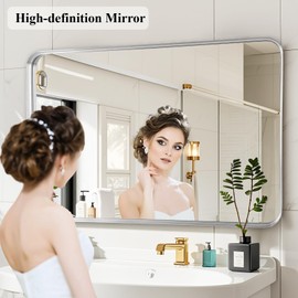 Fabuday Bathroom Mirror Silver 30x40 Inch - Matte Framed Rectangle Wall Mirrors for Over Sink, Bathroom Vanity Mirror, Farmhouse Decor, Horizontal or Vertical Hanging
