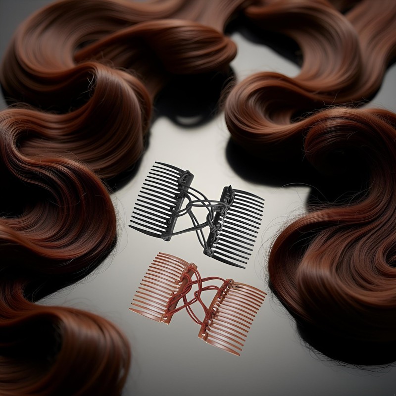 2 Pcs Plastic Elastic Double Hair Comb - Adjustable Elastic