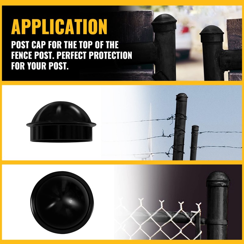 VIVIDA 2-3/8" Chain Link Post Caps, Black Post Cap for
