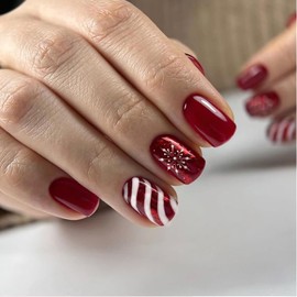TELAIN Christmas Stick-On Nails with Snowflake Pattern, Set of 24, High-Quality ABS Nails, Ideal as a Gift for Christmas and Parties
