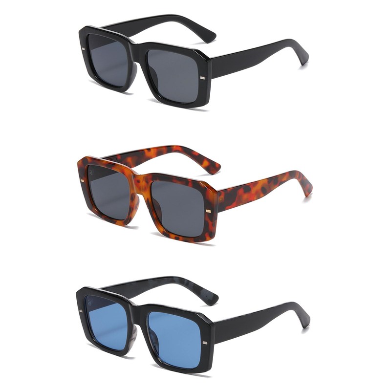 LJCZKA Vintage Rectangular Sunglasses Women Men 90s Retro Square Sunglasses