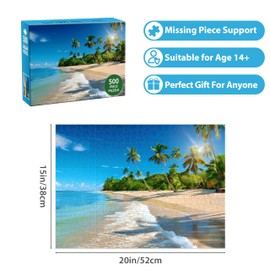 Puzzles for Adults 500 Piece Puzzle Hawaiian Sunset Beach Jigsaw Puzzle, Art Home Decor DIY Funny Parent-Child Game Toy Challenging Puzzle Gift for Mom, Wife, Friend, Finished Puzzle Size is 21 x 15