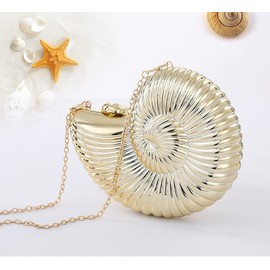 QZUnique Shell Shoulder Handbag Novelty Chain Strap Purse Acrylic Fashion Crossbody Evening Bag Clutch for Women Girl