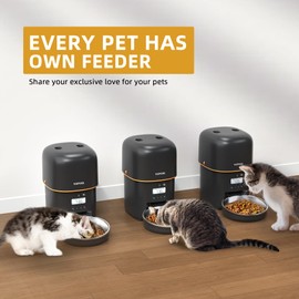 Yuposl Automatic Cat Feeders - 2 Packs 2L/4L Cat Food Dispenser Easy to Use, Timed Automatic Pet Feeder with Over 180-day Battery Life, 1-6 Meals Programmable Portion Control Also for Dogs