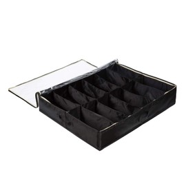 Surblue Under Bed Shoe Organizer Storage Bag with Transparent Skylight and Zippered,12 Pairs,Black 3 PCS